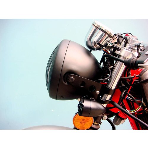 7 " Steampunk Cafe Racer Matte Black Headlight