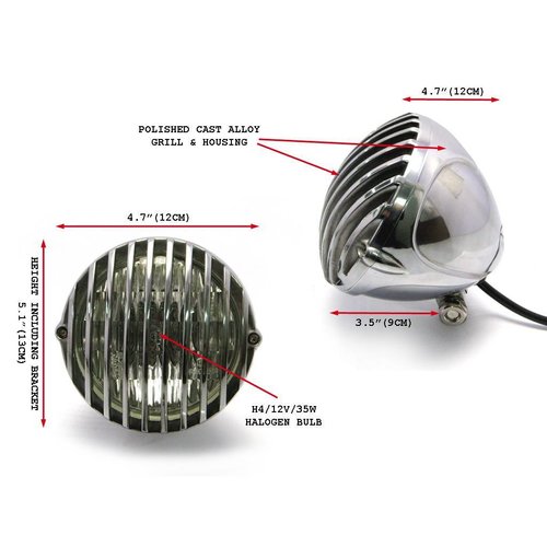 4.5" Prison Headlight Bottom Mount Polished