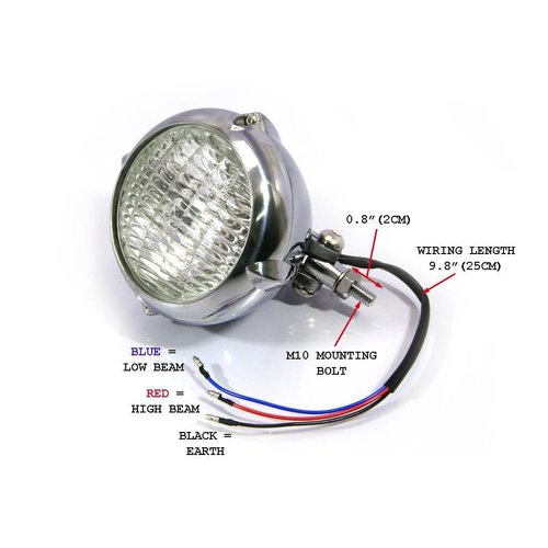 5.5" Vintage Headlight Bottom Mount Polished