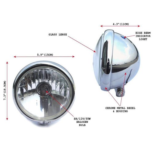 5.75" Chopper Koplamp Chrome Universeel
