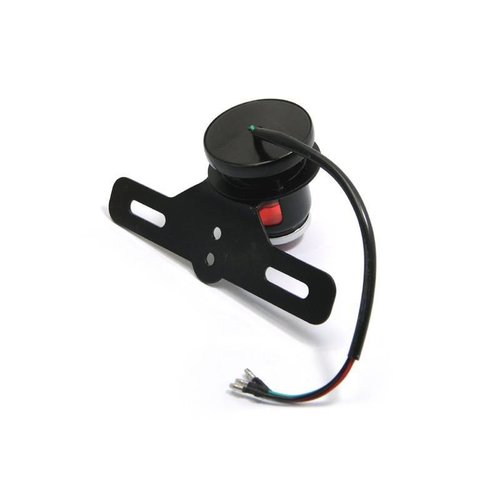 Feu arrière MT110 style "Lucas" + support de plaque / noir et chrome