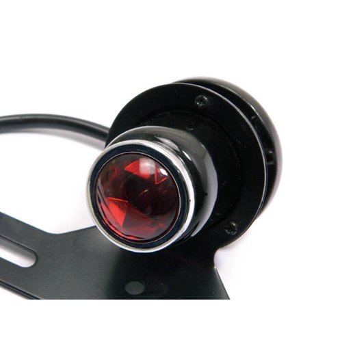 Feu arrière MT110 style "Lucas" + support de plaque / noir et chrome