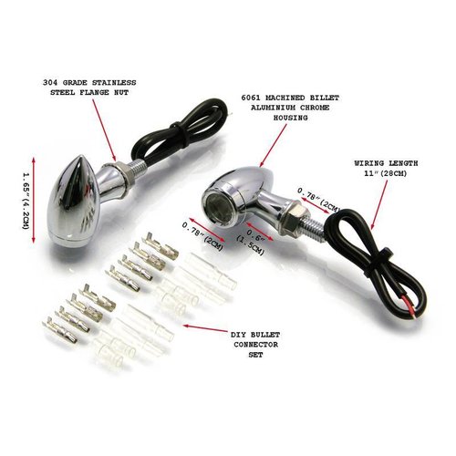 Clignotants hauts de gamme en aluminium chromé