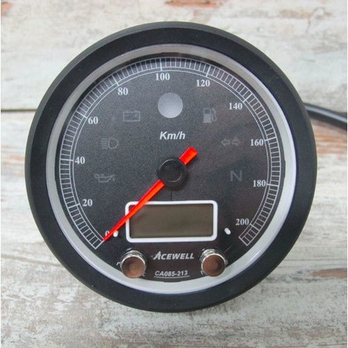 Acewell CA085 210 KM/H Speedo Black/Black