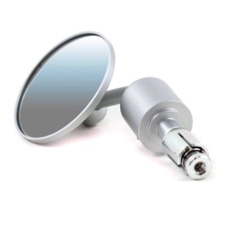 Set Bar End Spiegels met Stuurgewicht Zilver