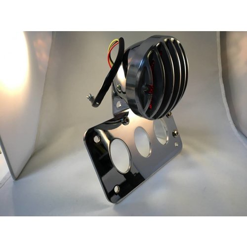 Support de plaque chromé + éclairage type "Steampunk"