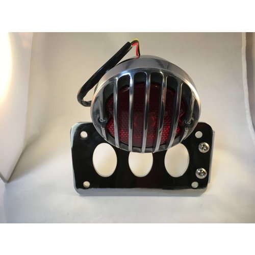 Support de plaque chromé + éclairage type "Steampunk"