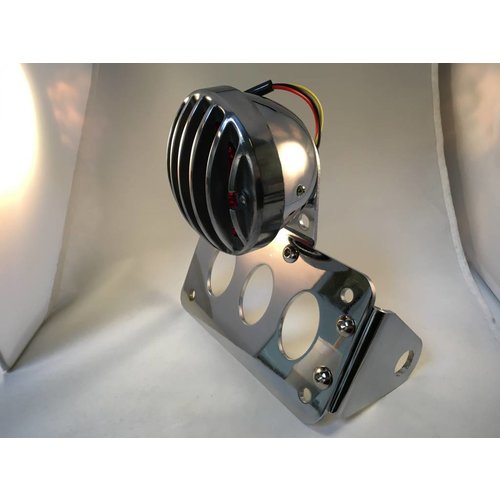 Support de plaque chromé + éclairage type "Steampunk"