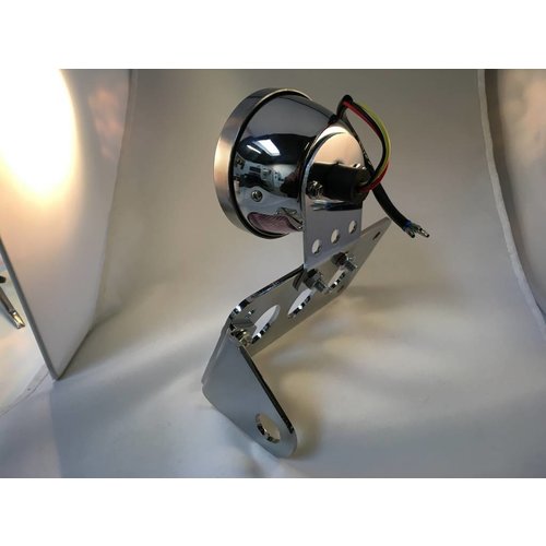 Support de plaque chromé + éclairage type "Steampunk"