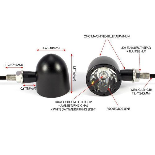 Paire de feux diurnes / clignotants noirs type ""Bullet"" - Copy