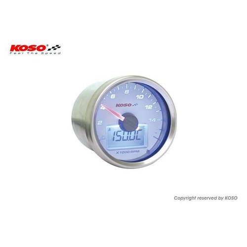 KOSO Compte-tours style GP 55 mm avec thermomètre (max. 16.000 tr/min, blanc)