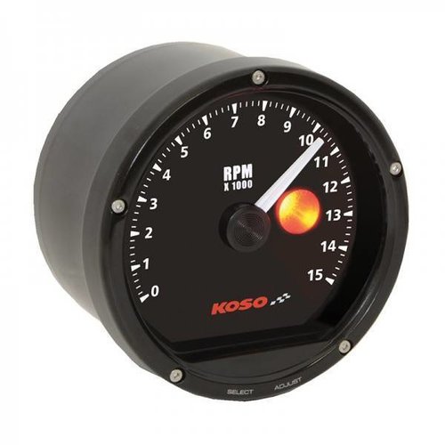 KOSO 15000 RPM D75 Toerenteller Zwart gezicht, zwarte rand (met shiftlight)