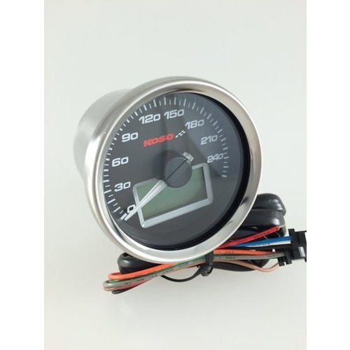 KOSO (max 260 kmh)D55 GP Style Speedometer, Black, with Blue Backlight