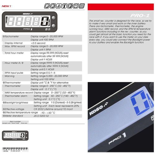 KOSO PRO-1 (Racing Tachometer)