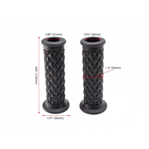 Poignées noirs style "Café Racer Diamond" - 7/8" (22 mm)