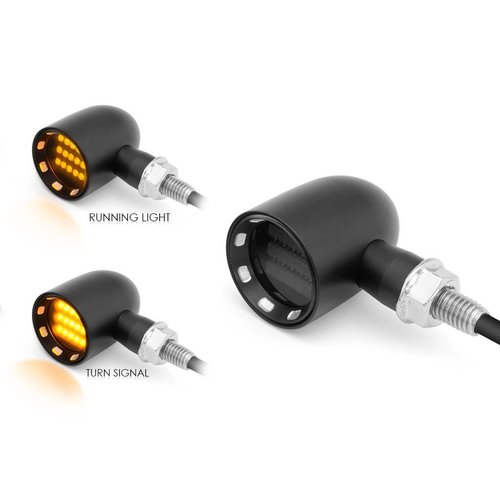 DERBY Schwarz + Kontrast CNC bearbeitete klassische Mini-LED-blinker
