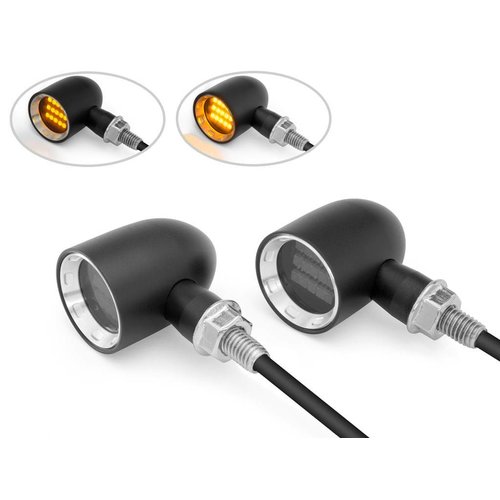 DERBY Black + Natural CNC Machined Classic Mini LED Turn Signals