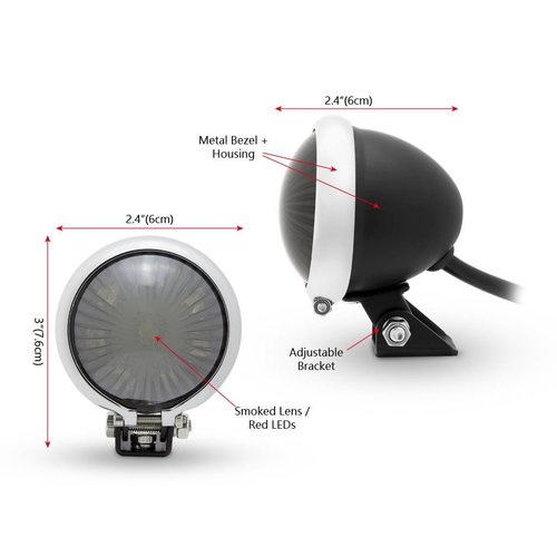 Smoke Tail Light LED  type Bates Style 2 Chrome Black