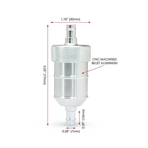 CNC-machined Aluminium Fuel Filter (Choose your colour)