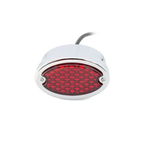 Metall Oval Rücklicht (rot, Chrom)