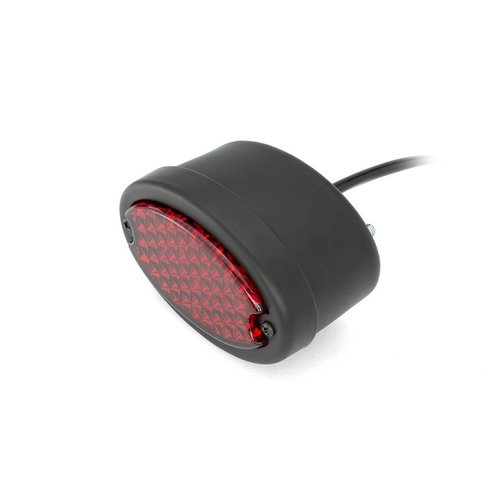 Metall Oval Rücklicht (rot, mattschwarz)