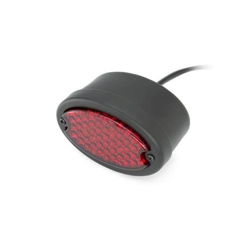 Metall Oval Rücklicht (rot, mattschwarz)