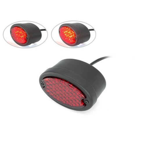 Metaal Ovaal Achterlicht (rood, mat zwart)