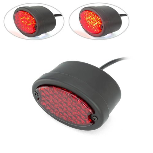 Metaal Ovaal Achterlicht (rood, mat zwart)