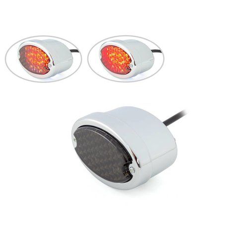 Metaal Ovaal Achterlicht (smoke rood,chroom)