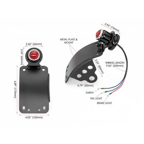 Schwarzes Side Mount Curved Lucas Replika Rücklicht