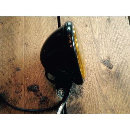 5" Oldskool Cafe Racer Koplamp Black & Yellow
