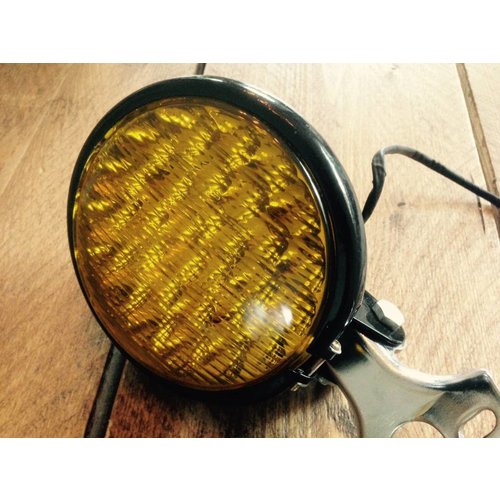 Phare noir & jaune old school Café Racer 5"