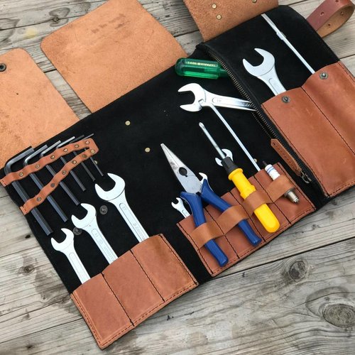 Trip Machine Tool Roll - Black + Tan