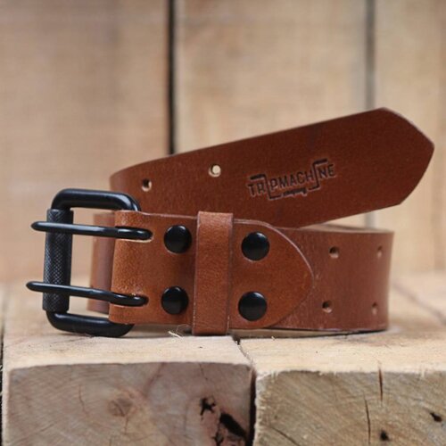 Trip Machine Ceinture à double ardillon en cuir vintage
