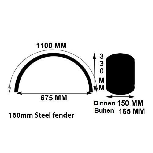 Staal Spatbord Bobber 160 mm - Zwart