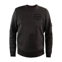gestrickter Pullover Rundhalsgrau mit Schutzstoff und kleinem Logo