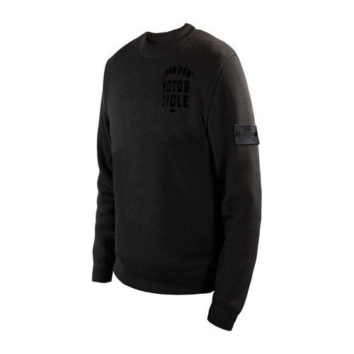 John Doe gestrickter Pullover Rundhalsgrau mit Schutzstoff und kleinem Logo