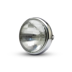 7 "Chrome Shorty metalen koplamp - 12v / 55w sealed beam