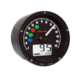 Indicateur de vitesse 75 mm, cadran, surface et ouverture noire / 0 - 140 km/h