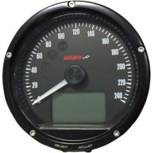 KOSO D75 Toerenteller Zwarte wijzerplaat / oppervlakte / diafragma 0-240 km / h ode