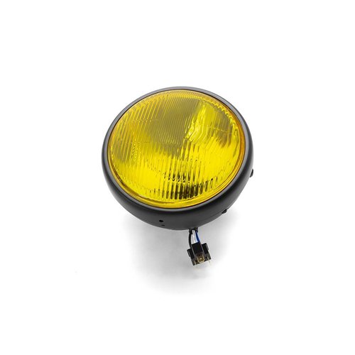 7  "Klassieke matzwarte koplamp - gele lens