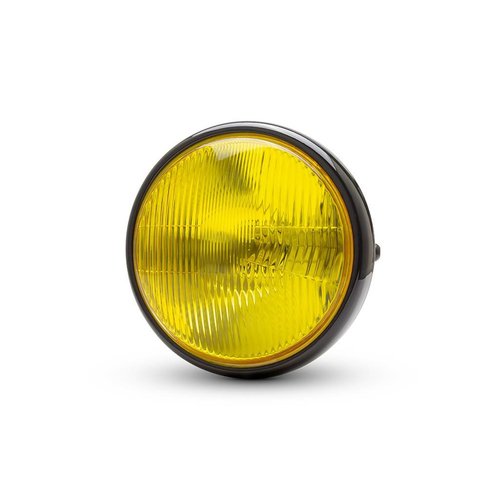 Phare classique noir brillant de 7 " - lentille jaune