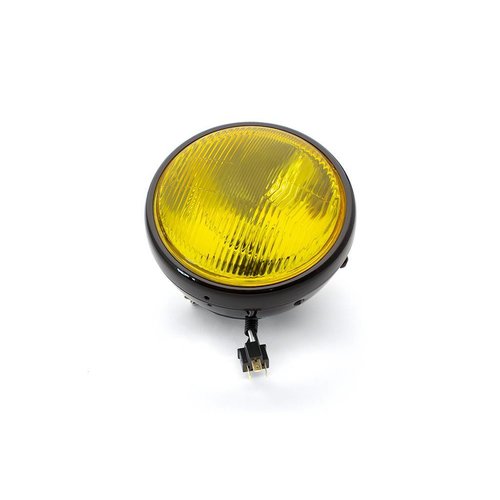 Phare classique noir brillant de 7 " - lentille jaune