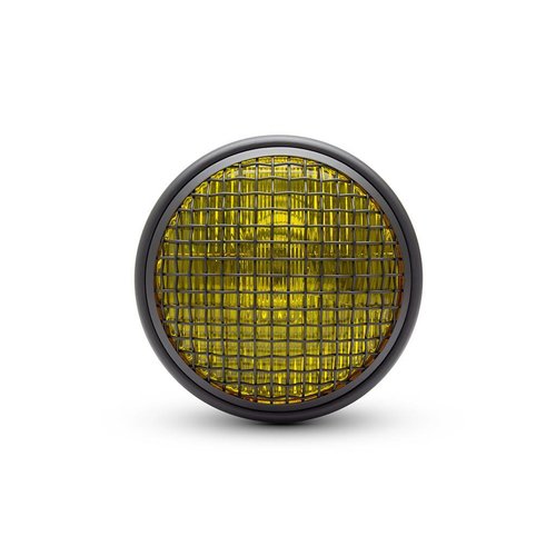 7 " Classic Matte Black Mesh Headlight  - Yellow Lens