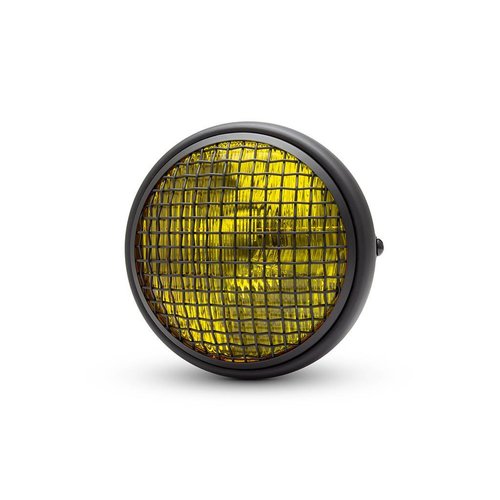 7  "Klassieke matzwarte mesh-koplamp - gele lens