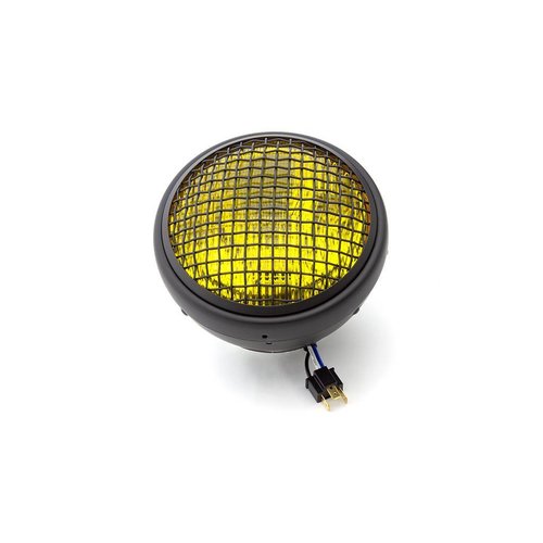 7  "Klassieke matzwarte mesh-koplamp - gele lens