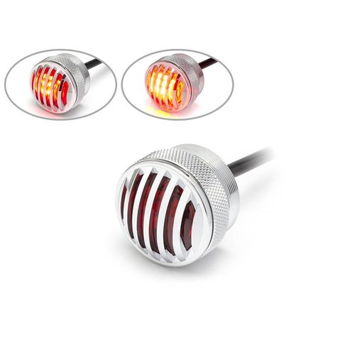 1,65 "Chrome Mini Unterputz CNC Billet Alum Prison grill LED Stop / Rücklicht