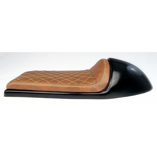 C.Racer Selle marron et jaune Café Racer Chocolat Diamond Stitch Type 26