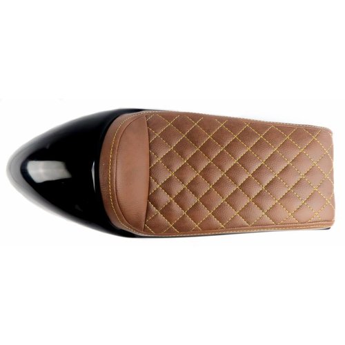 C.Racer Selle marron et jaune Café Racer Chocolat Diamond Stitch Type 26