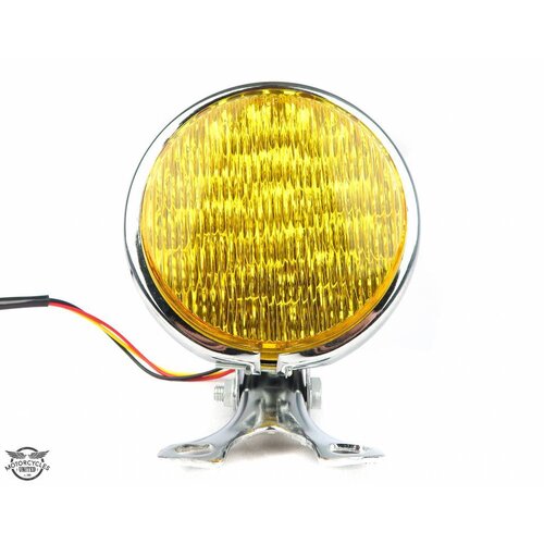 Phare 5" old school Cafe Racer chrome et jaune